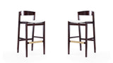 Manhattan Comfort Klismos Mid-Century Modern Bar Stool (Set of 2) Ivory and Dark Walnut 2-BS014-IV