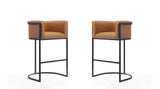 Manhattan Comfort Cosmopolitan Mid-Century Modern Bar Stool (Set of 2) Camel and Black 2-BS015-CL