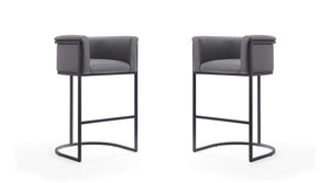 Manhattan Comfort Cosmopolitan Mid-Century Modern Bar Stool (Set of 2) Grey and Black 2-BS015-GY