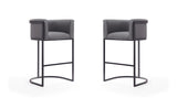 Manhattan Comfort Cosmopolitan Mid-Century Modern Bar Stool (Set of 2) Grey and Black 2-BS015-GY