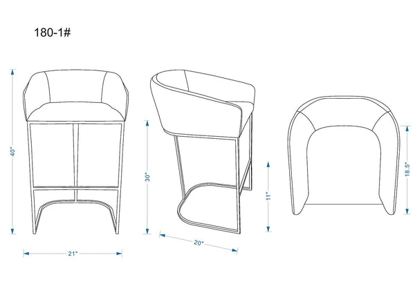 Manhattan Comfort Louvre Mid-Century Modern Bar Stool (Set of 2) Cream and Titanium Gold 2-BS016-CR