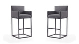 Manhattan Comfort Ambassador Mid-Century Modern Bar Stool (Set of 2) Grey and Black 2-BS017-GY