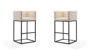 Manhattan Comfort Embassy Mid-Century Modern Bar Stool (Set of 2) Cream and Black 2-BS018-CR