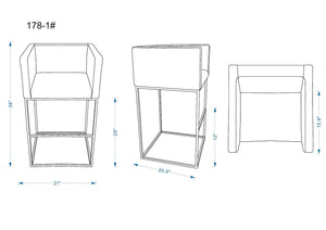 Manhattan Comfort Embassy Mid-Century Modern Bar Stool (Set of 2) Cream and Black 2-BS018-CR