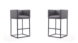 Manhattan Comfort Embassy Mid-Century Modern Bar Stool (Set of 2) Grey and Black 2-BS018-GY