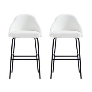 Manhattan Comfort Gracie Leatherette Barstool With Sculpted Curves And Steel Legs For Elegant Dining Spaces White And Black Steel 2-bs022-bwh