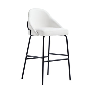 Manhattan Comfort Gracie Leatherette Barstool With Sculpted Curves And Steel Legs For Elegant Dining Spaces White And Black Steel 2-bs022-bwh