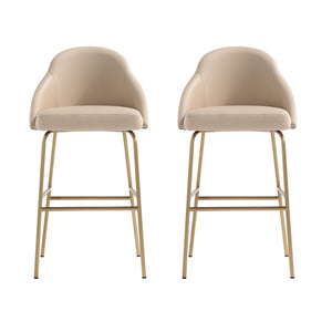 Manhattan Comfort Gracie Leatherette Barstool With Sculpted Curves And Steel Legs For Elegant Dining Spaces Tan And Gold Steel 2-bs022-gtn