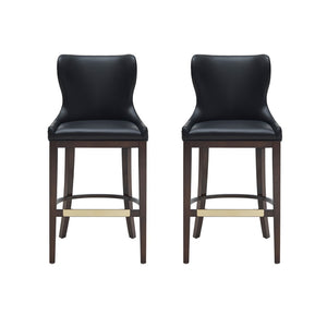 Manhattan Comfort Blair Leatherette Barstool Set With Beech Wood Legs - Chic, Comfortable Seating For Every Occasion Black Beech Wood 2-bs023-bk