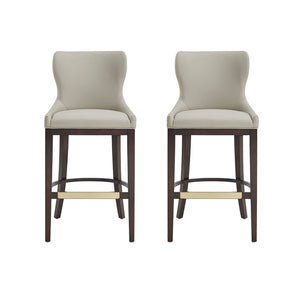 Manhattan Comfort Blair Leatherette Barstool Set With Beech Wood Legs - Chic, Comfortable Seating For Every Occasion Stone Beech Wood 2-bs023-st