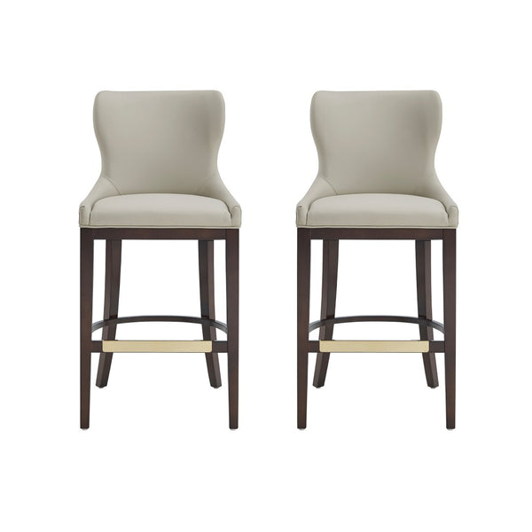 Manhattan Comfort Blair Leatherette Barstool Set With Beech Wood Legs - Chic, Comfortable Seating For Every Occasion Stone Beech Wood 2-bs023-st