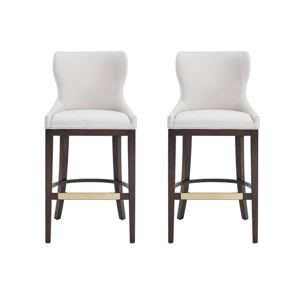 Manhattan Comfort Blair Leatherette Barstool Set With Beech Wood Legs - Chic, Comfortable Seating For Every Occasion White Beech Wood 2-bs023-wh