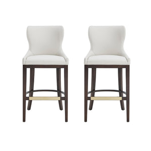 Manhattan Comfort Blair Leatherette Barstool Set With Beech Wood Legs - Chic, Comfortable Seating For Every Occasion White Beech Wood 2-bs023-wh