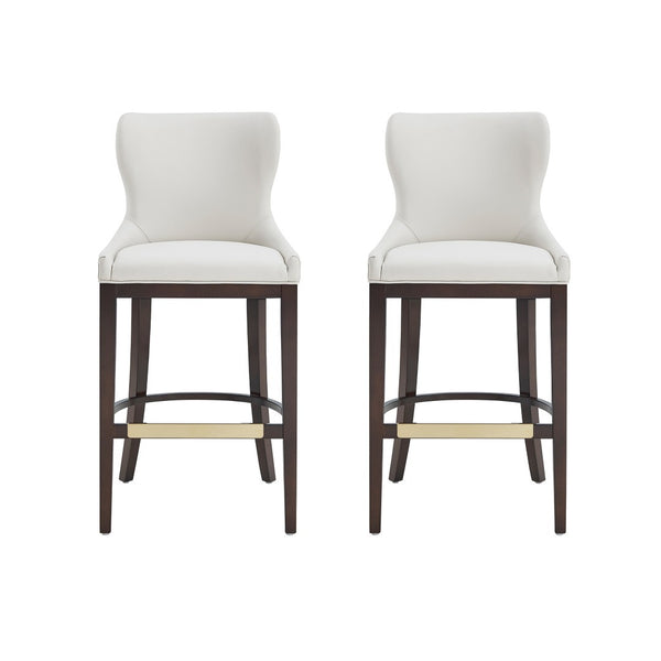 Manhattan Comfort Blair Leatherette Barstool Set With Beech Wood Legs - Chic, Comfortable Seating For Every Occasion White Beech Wood 2-bs023-wh