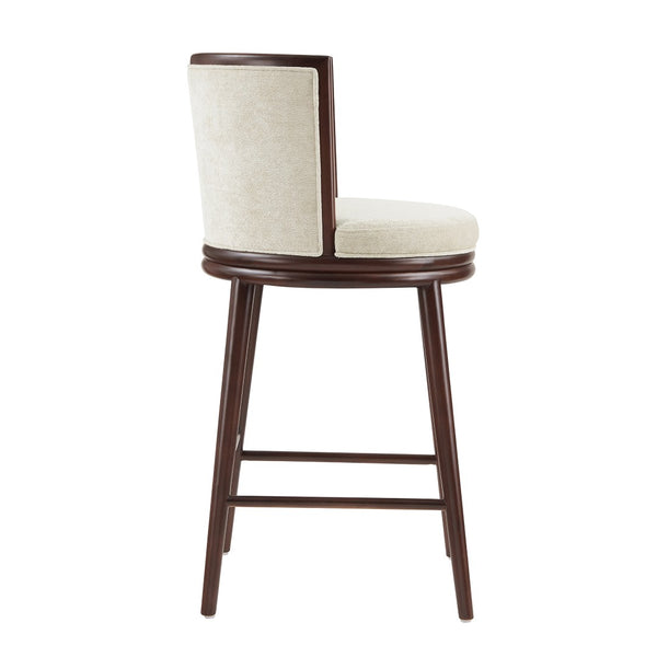 Manhattan Comfort Evalyn Textured Chenille Barstools With Sturdy Beech Wood Legs - Perfect For Modern Elegance Cream Beech Wood 2-bs024-cr