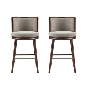 Manhattan Comfort Evalyn Textured Chenille Barstools With Sturdy Beech Wood Legs - Perfect For Modern Elegance Dove Beech Wood 2-bs024-do
