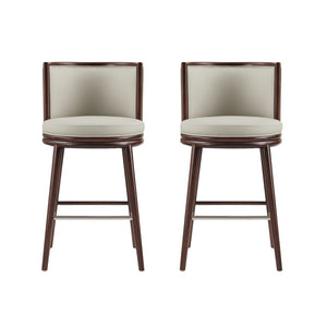 Manhattan Comfort Evalyn Textured Chenille Barstools With Sturdy Beech Wood Legs - Perfect For Modern Elegance Stone Beech Wood 2-bs024-st