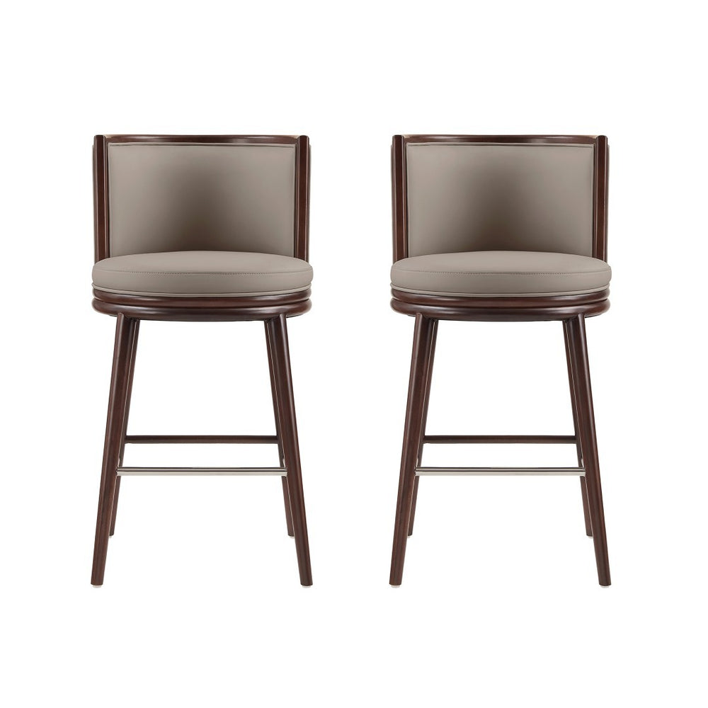 Manhattan Comfort Evalyn Textured Chenille Barstools With Sturdy Beech Wood Legs - Perfect For Modern Elegance Taupe Beech Wood 2-bs024-tp