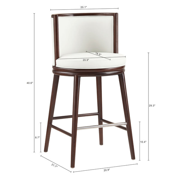 Manhattan Comfort Evalyn Textured Chenille Barstools With Sturdy Beech Wood Legs - Perfect For Modern Elegance White Beech Wood 2-bs024-wh