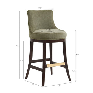 Manhattan Comfort Lucia Chenille Barstool With Beech Wood Legs - Elegant Comfort For Modern Interiors - Set Of 2 Leaf Green Beech Wood 2-bs025-gr
