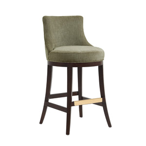 Manhattan Comfort Lucia Chenille Barstool With Beech Wood Legs - Elegant Comfort For Modern Interiors - Set Of 2 Leaf Green Beech Wood 2-bs025-gr