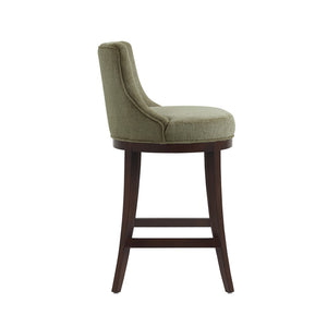 Manhattan Comfort Lucia Chenille Barstool With Beech Wood Legs - Elegant Comfort For Modern Interiors - Set Of 2 Leaf Green Beech Wood 2-bs025-gr