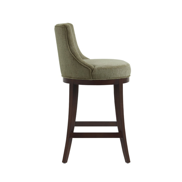 Manhattan Comfort Lucia Chenille Barstool With Beech Wood Legs - Elegant Comfort For Modern Interiors - Set Of 2 Leaf Green Beech Wood 2-bs025-gr