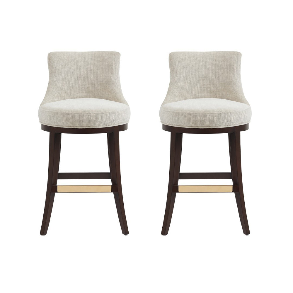 Manhattan Comfort Lucia Chenille Barstool With Beech Wood Legs - Elegant Comfort For Modern Interiors - Set Of 2 Natural Beech Wood 2-bs025-na