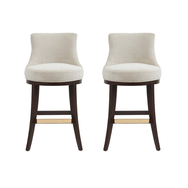 Manhattan Comfort Lucia Chenille Barstool With Beech Wood Legs - Elegant Comfort For Modern Interiors - Set Of 2 Natural Beech Wood 2-bs025-na