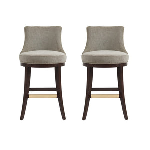 Manhattan Comfort Lucia Chenille Barstool With Beech Wood Legs - Elegant Comfort For Modern Interiors - Set Of 2 Taupe Beech Wood 2-bs025-tp