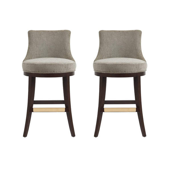 Manhattan Comfort Lucia Chenille Barstool With Beech Wood Legs - Elegant Comfort For Modern Interiors - Set Of 2 Taupe Beech Wood 2-bs025-tp