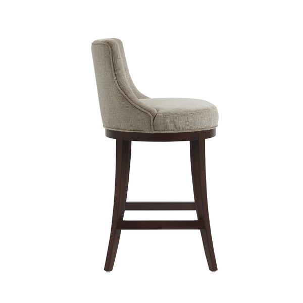Manhattan Comfort Lucia Chenille Barstool With Beech Wood Legs - Elegant Comfort For Modern Interiors - Set Of 2 Taupe Beech Wood 2-bs025-tp