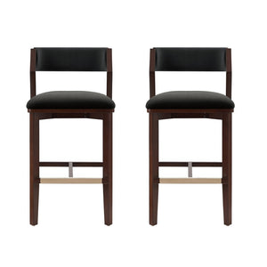 Manhattan Comfort Patricia Velvet Barstool Set Of 2 - Luxurious Comfort With Beech Wood Legs & Glamorous Gold Footrest Black Beech Wood 2-bs026-bk