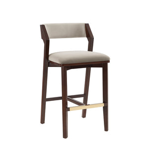 Manhattan Comfort Patricia Velvet Barstool Set Of 2 - Luxurious Comfort With Beech Wood Legs & Glamorous Gold Footrest Linen Beech Wood 2-bs026-ln