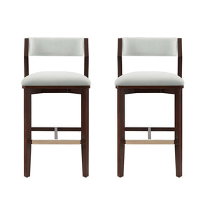 Manhattan Comfort Patricia Velvet Barstool Set Of 2 - Luxurious Comfort With Beech Wood Legs & Glamorous Gold Footrest White Glacier Beech Wood 2-bs026-wh