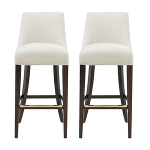 Manhattan Comfort Beever Chenille Barstool Set Of 2 With Elegant Rubberwood Legs For Stylish Kitchen Or Bar Decor Cream Rubberwood 2-bs027-cr