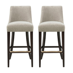 Manhattan Comfort Beever Chenille Barstool Set Of 2 With Elegant Rubberwood Legs For Stylish Kitchen Or Bar Decor Taupe Rubberwood 2-bs027-tp