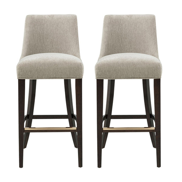 Manhattan Comfort Beever Chenille Barstool Set Of 2 With Elegant Rubberwood Legs For Stylish Kitchen Or Bar Decor Taupe Rubberwood 2-bs027-tp