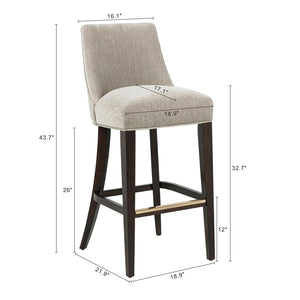 Manhattan Comfort Beever Chenille Barstool Set Of 2 With Elegant Rubberwood Legs For Stylish Kitchen Or Bar Decor Taupe Rubberwood 2-bs027-tp