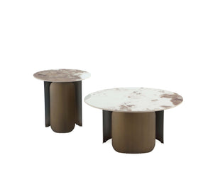 Monica Coffee Table and End Table Set of 2 in Gold 2-CE0169 Manhattan Comfort