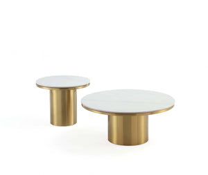 Glenn Coffee Table and End Table Set of 2 in Gold 2-CE1710 Manhattan Comfort