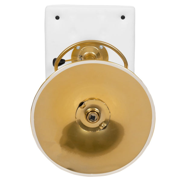 English Elm Vincent Modern Adjustable Bar Stools Set of 2 - Chic Swivel Design for Kitchen or Game Room Decor White Vinyl/Gold Frame 2-CH-92023-1-WH-G-GG