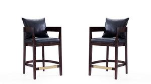 Manhattan Comfort Ritz Mid-Century Modern Counter Stool (Set of 2) Black and Dark Walnut 2-CS006-BK