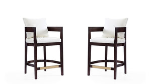 Manhattan Comfort Ritz Mid-Century Modern Counter Stool (Set of 2) Ivory and Dark Walnut 2-CS006-IV