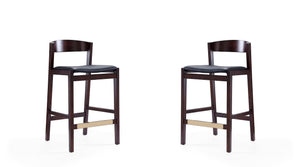 Manhattan Comfort Klismos Mid-Century Modern Counter Stool (Set of 2) Black and Dark Walnut 2-CS007-BK