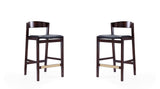 Manhattan Comfort Klismos Mid-Century Modern Counter Stool (Set of 2) Black and Dark Walnut 2-CS007-BK