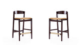 Manhattan Comfort Klismos Mid-Century Modern Counter Stool (Set of 2) Camel and Dark Walnut 2-CS007-CL