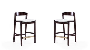 Manhattan Comfort Klismos Mid-Century Modern Counter Stool (Set of 2) Ivory and Dark Walnut 2-CS007-IV