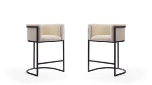 Manhattan Comfort Cosmopolitan Mid-Century Modern Counter Stool (Set of 2) Cream and Black 2-CS008-CR