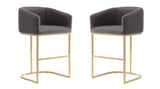 Manhattan Comfort Louvre Mid-Century Modern Counter Stool (Set of 2) Grey and Titanium Gold 2-CS009-GY